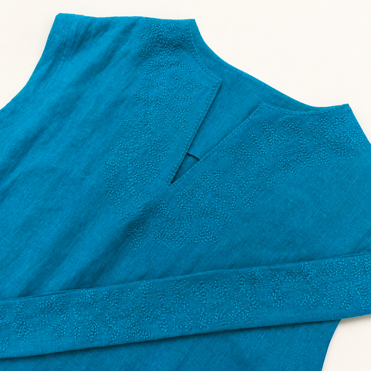 Loro Piana Style Turquoise Linen Sleeveless Midi Dress - Image 5