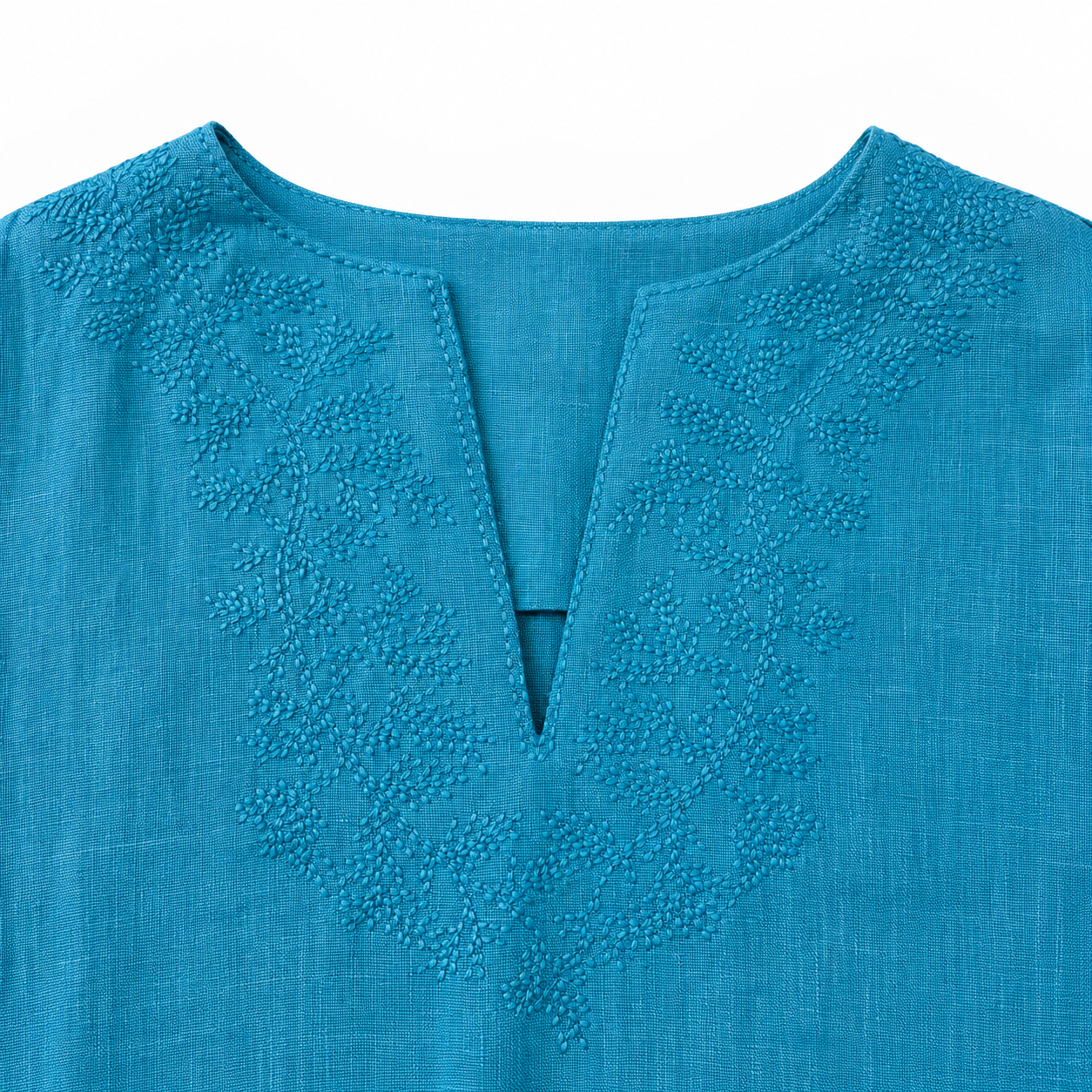 Loro Piana Style Turquoise Linen Sleeveless Midi Dress - Image 7
