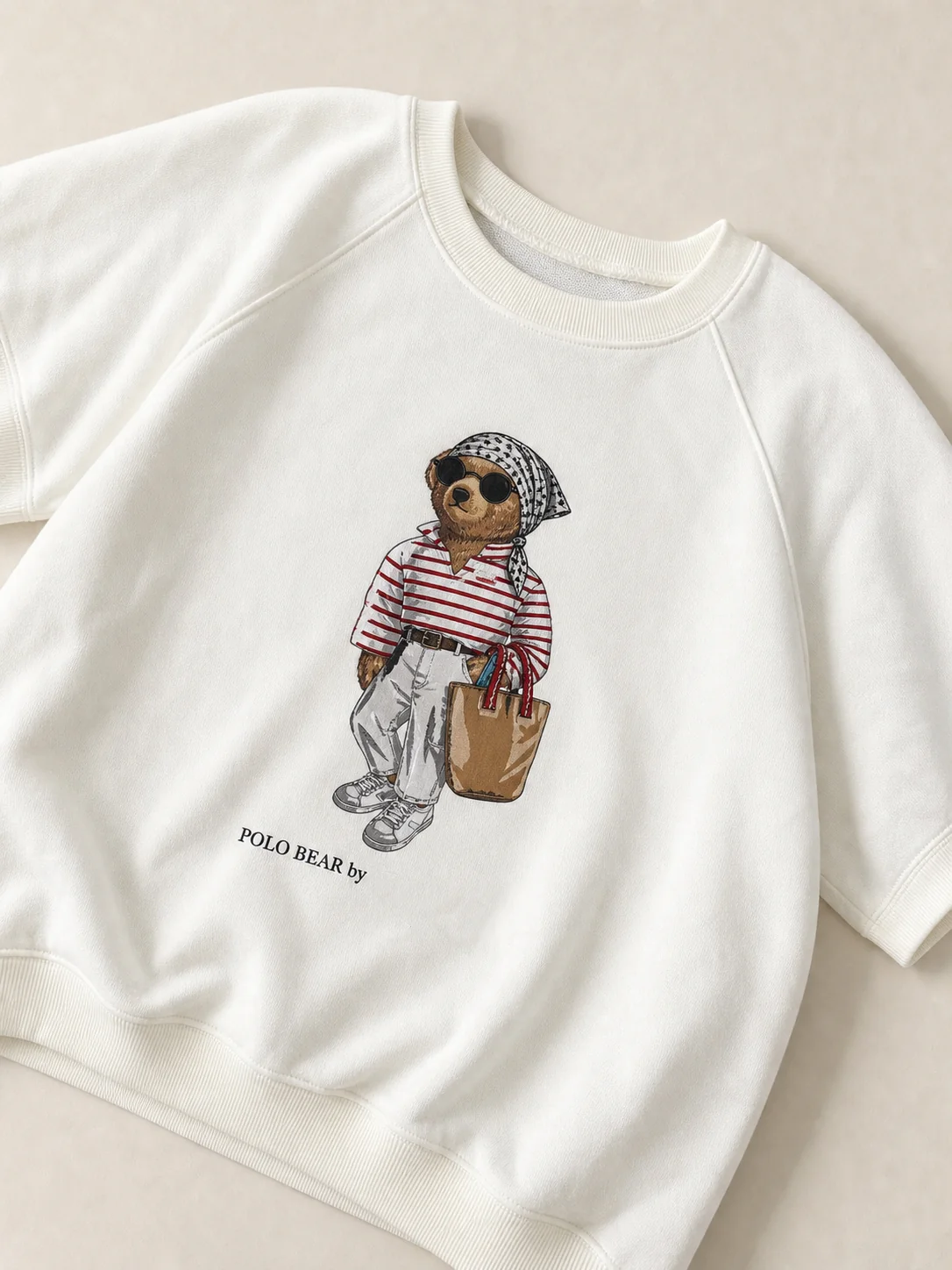 Ralph Lauren Style Polo Bear Print Short Sleeve Sweatshirt - Image 2