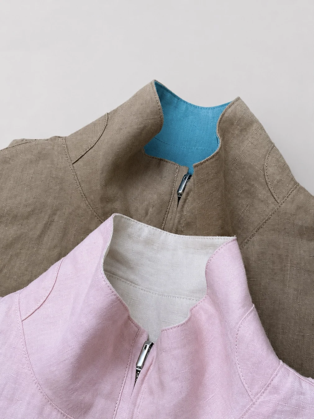 Loro Piana Style Reversible Linen Bomber Jacket - Image 3