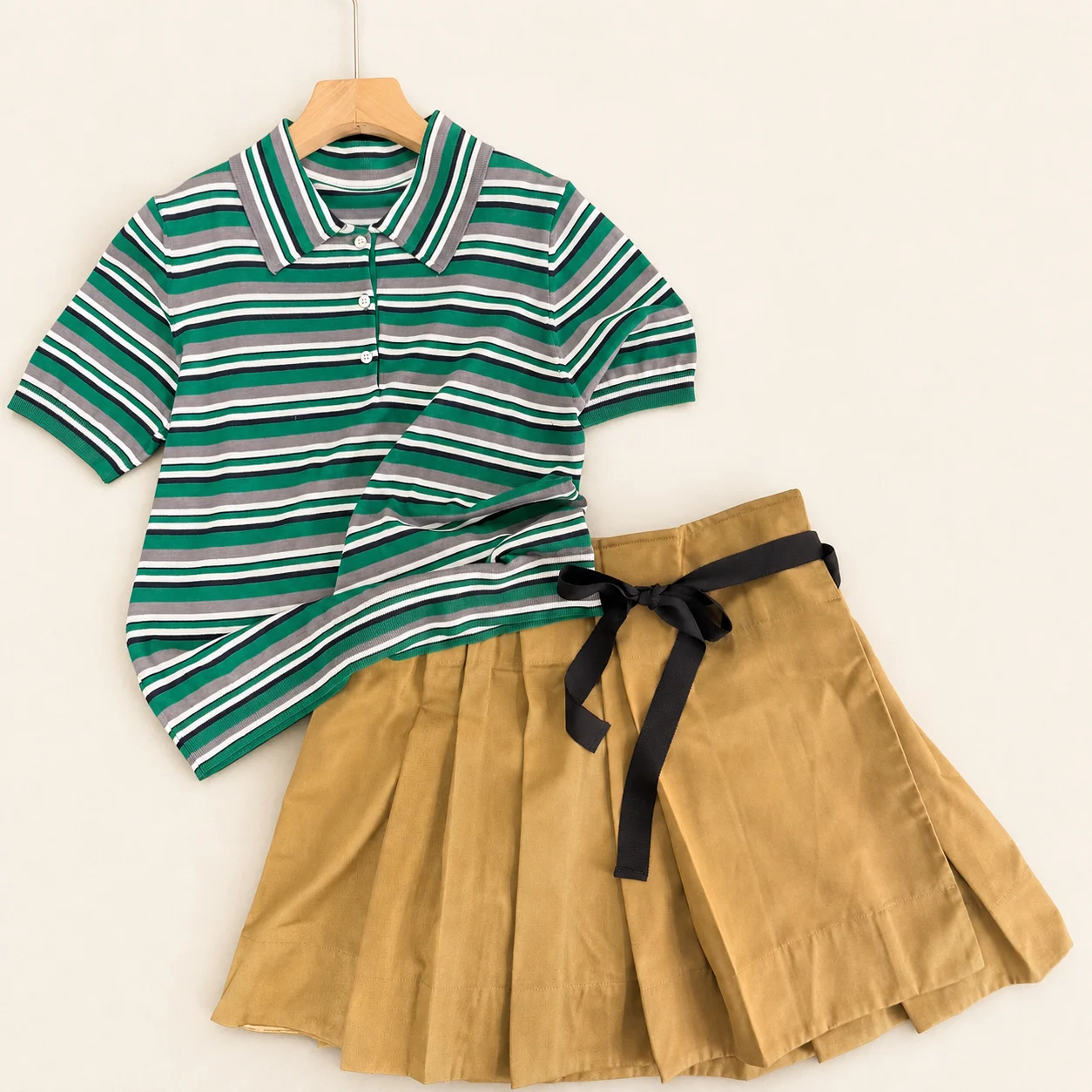 Prada Style Striped Short-Sleeve Knit Top - Image 7