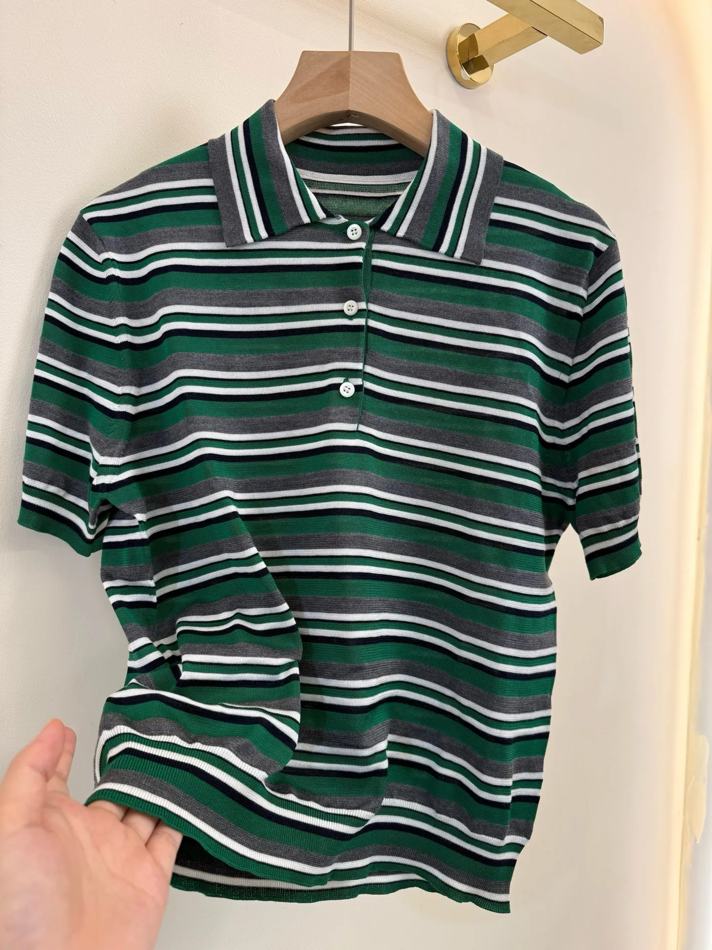 Prada Style Striped Short-Sleeve Knit Top - Image 8